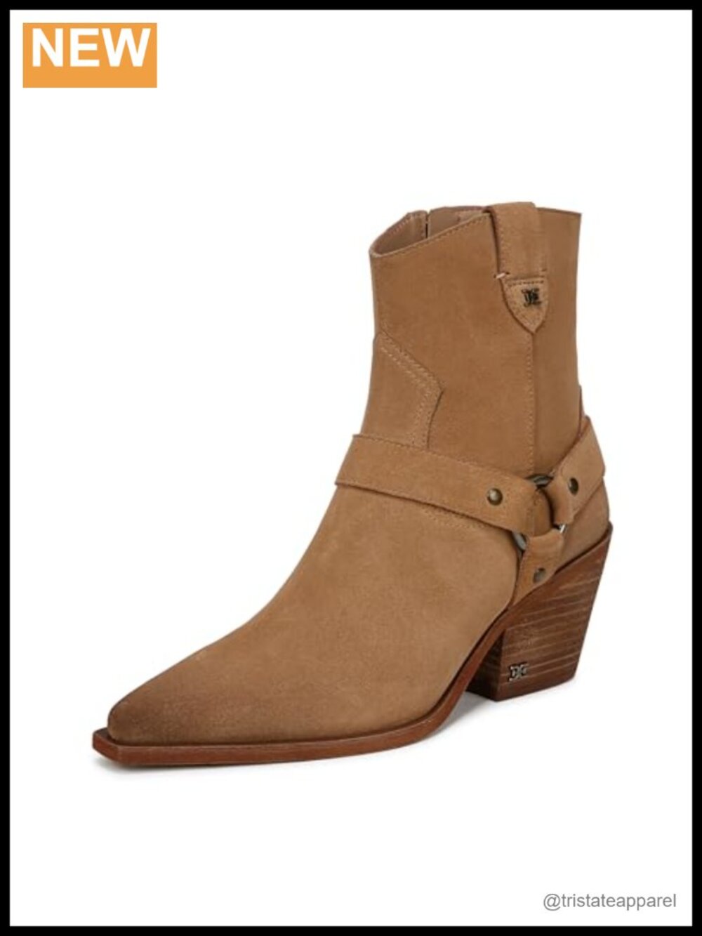 Pointed Toe Suede Western Ankle Bootie w/ Zip Closure
